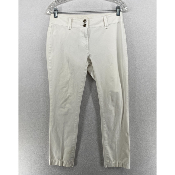 Eileen Fisher Pants - EILEEN FISHER Pants 2 Stretch Organic Cotton Twill Tapered Ankle Low Rise White